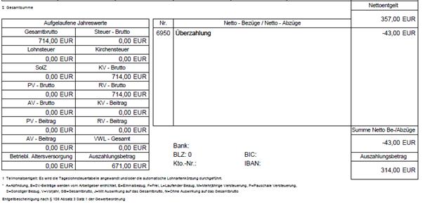 Verrechnung Überzahlung