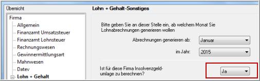 Einstellung Firmenstammdaten